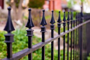 Black metal iron fence